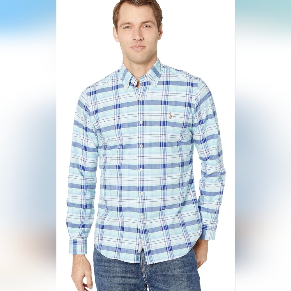 Ralph Lauren Mens Shirt Classic Fit Plaid Colored Pony Easter 100% Cotton XL
